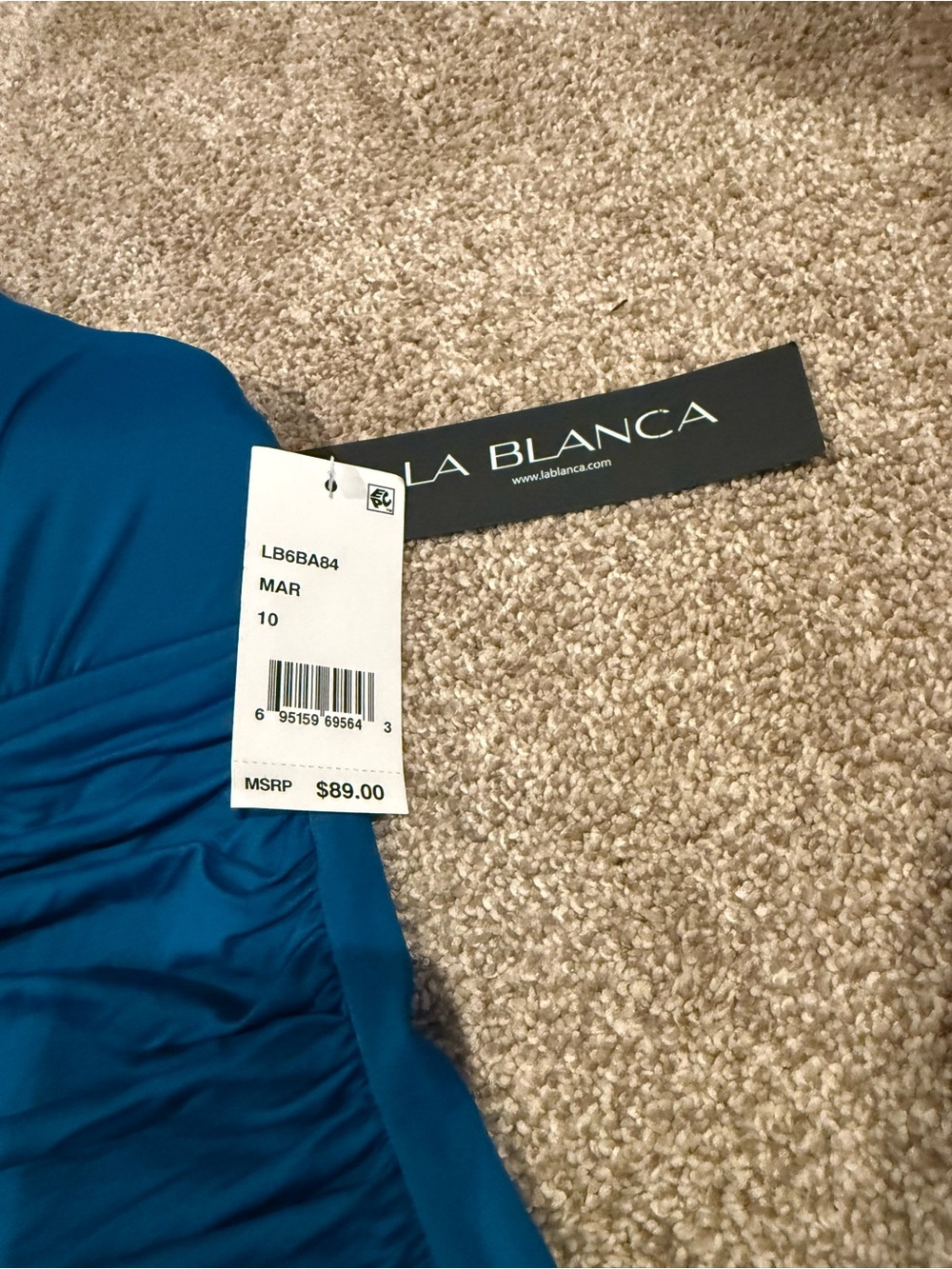 La Blanca Teal Ruched Halter Swim Top - Picture 5 of 5